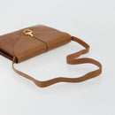 GUCCI Horsebit Shoulder Bag Leather Beige Gold Auth 182233A-7