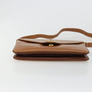 GUCCI Horsebit Shoulder Bag Leather Beige Gold Auth 182233A-9