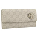GUCCI GG Canvas Guccissima Lovely Heart Wallet Leather Ivory 251861 Auth 182242V-1