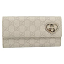GUCCI GG Canvas Guccissima Lovely Heart Wallet Leather Ivory 251861 Auth 182242V-13