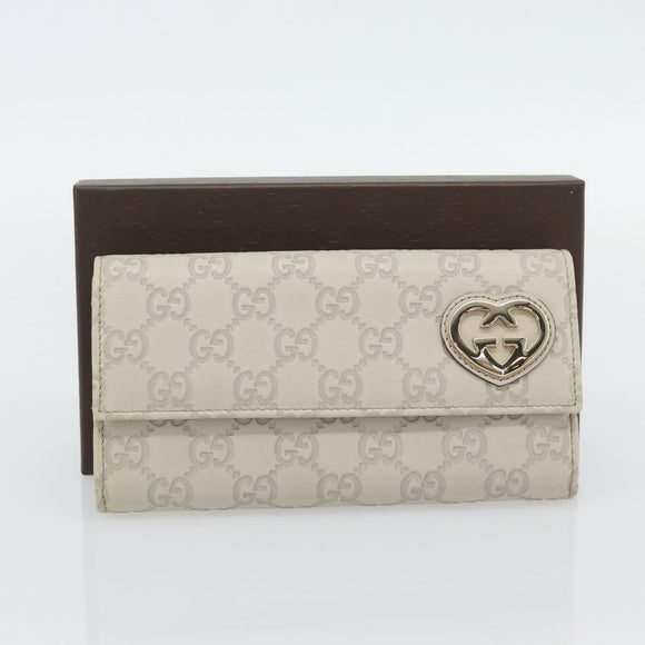 GUCCI GG Canvas Guccissima Lovely Heart Wallet Leather Ivory 251861 Auth 182242V