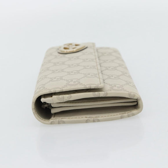 GUCCI GG Canvas Guccissima Lovely Heart Wallet Leather Ivory 251861 Auth 182242V