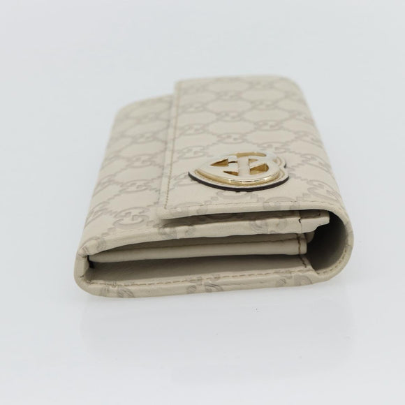 GUCCI GG Canvas Guccissima Lovely Heart Wallet Leather Ivory 251861 Auth 182242V