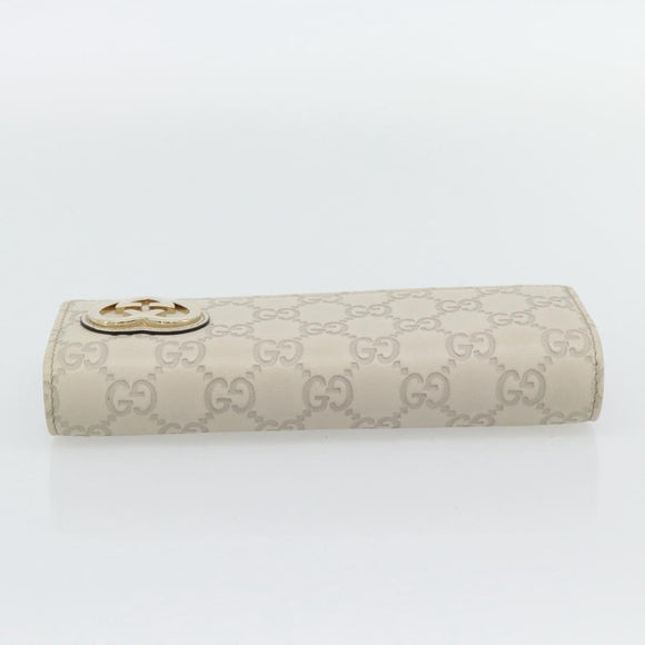 GUCCI GG Canvas Guccissima Lovely Heart Wallet Leather Ivory 251861 Auth 182242V