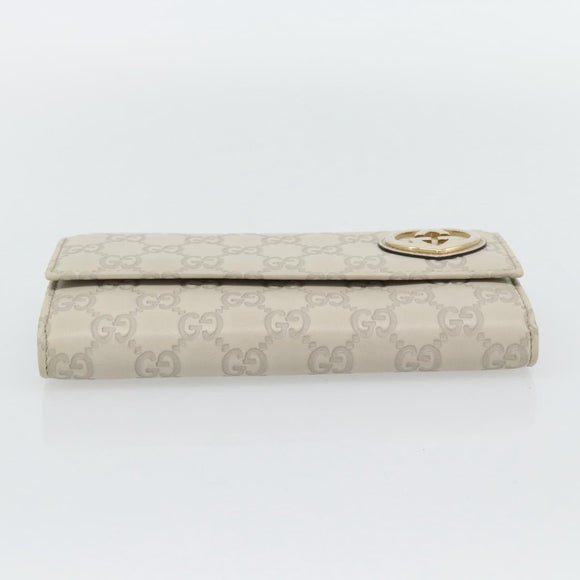 GUCCI GG Canvas Guccissima Lovely Heart Wallet Leather Ivory 251861 Auth 182242V