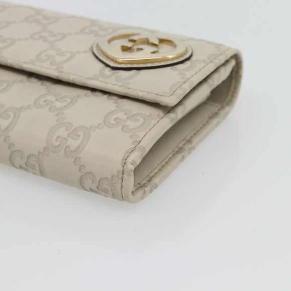 GUCCI GG Canvas Guccissima Lovely Heart Wallet Leather Ivory 251861 Auth 182242V