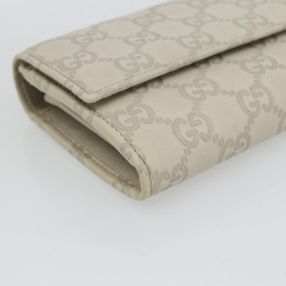 GUCCI GG Canvas Guccissima Lovely Heart Wallet Leather Ivory 251861 Auth 182242V