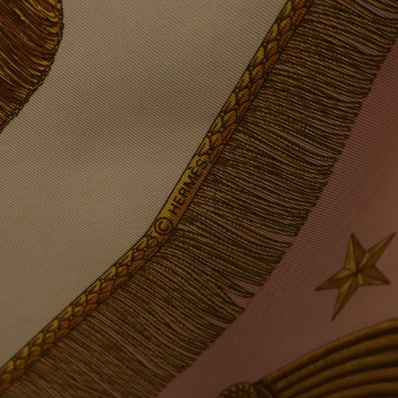 HERMES Carre 90 Scarf ""Poste et Cavalerie"" Silk Pink Auth 182247