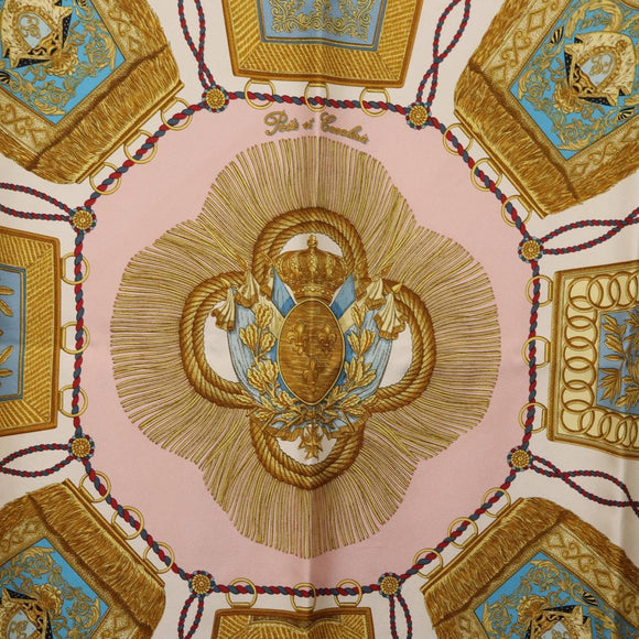HERMES Carre 90 Scarf ""Poste et Cavalerie"" Silk Pink Auth 182247
