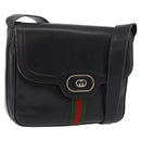 GUCCI Web Sherry Line Umhängetasche Leder Schwarz Gold Original 182260-1