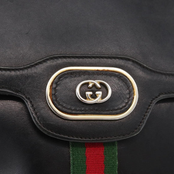 GUCCI Web Sherry Line Umhängetasche Leder Schwarz Gold Original 182260