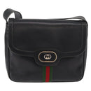 GUCCI Web Sherry Line Umhängetasche Leder Schwarz Gold Original 182260-2