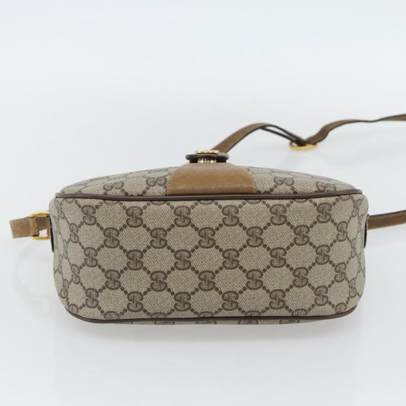 GUCCI GG Supreme Web Sherry Line Bag PVC Beige Gold 89 02 032 Auth 182261