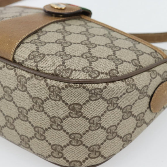 GUCCI GG Supreme Web Sherry Line Bag PVC Beige Gold 89 02 032 Auth 182261