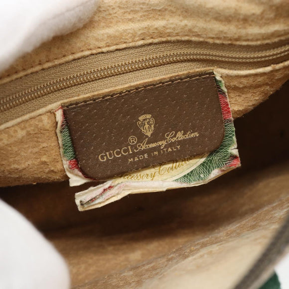 GUCCI GG Supreme Web Sherry Line Bag PVC Beige Gold 89 02 032 Auth 182261