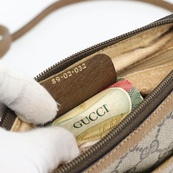 GUCCI GG Supreme Web Sherry Line Bag PVC Beige Gold 89 02 032 Auth 182261