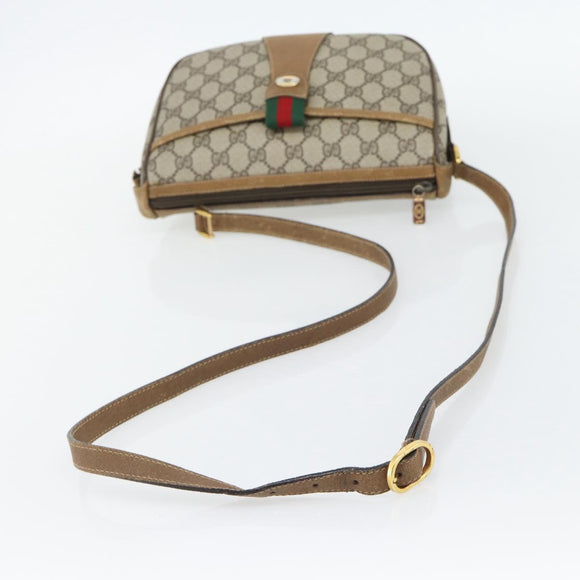GUCCI GG Supreme Web Sherry Line Bag PVC Beige Gold 89 02 032 Auth 182261