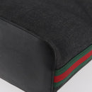GUCCI Web Sherry Line Shoulder Bag Canvas Black Silver 01234 002058 Auth 182262-14