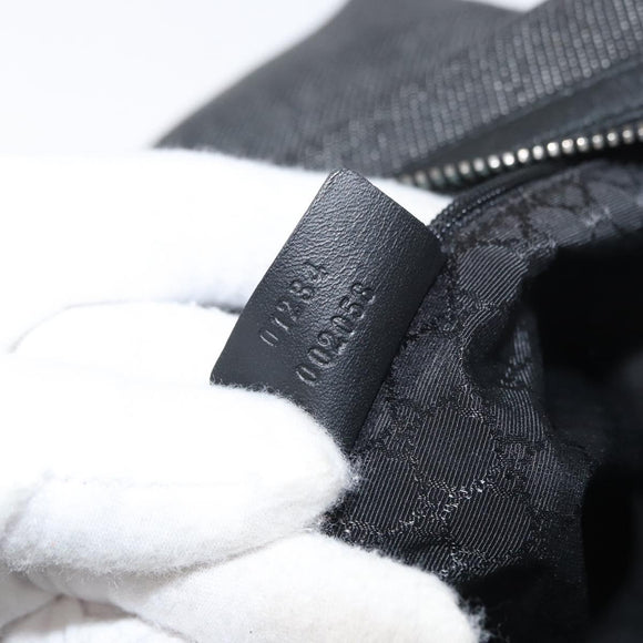 GUCCI Web Sherry Line Shoulder Bag Canvas Black Silver 01234 002058 Auth 182262