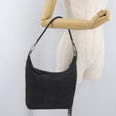 GUCCI Web Sherry Line Shoulder Bag Canvas Black Silver 01234 002058 Auth 182262-22