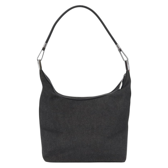 GUCCI Web Sherry Line Shoulder Bag Canvas Black Silver 01234 002058 Auth 182262