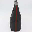 GUCCI Web Sherry Line Shoulder Bag Canvas Black Silver 01234 002058 Auth 182262-4