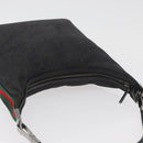 GUCCI Web Sherry Line Shoulder Bag Canvas Black Silver 01234 002058 Auth 182262-6
