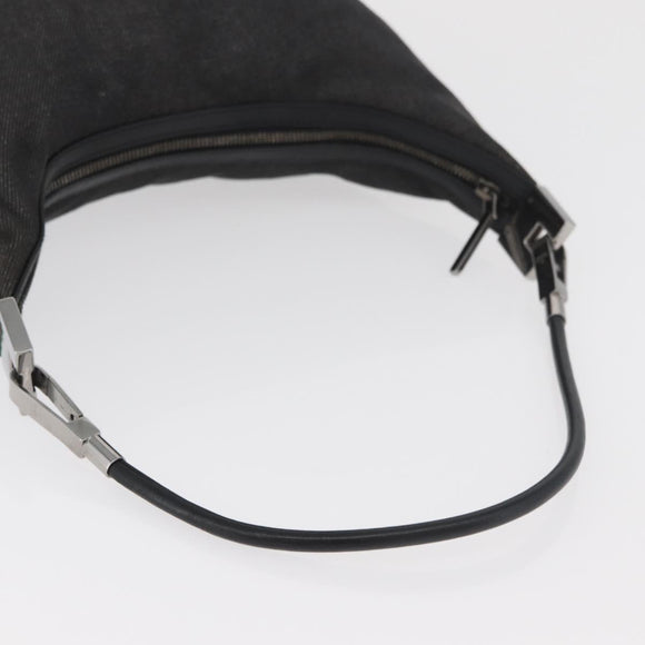 GUCCI Web Sherry Line Shoulder Bag Canvas Black Silver 01234 002058 Auth 182262