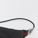 GUCCI Web Sherry Line Shoulder Bag Canvas Black Silver 01234 002058 Auth 182262-8