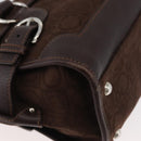 Salvatore Ferragamo Gancini Hand Bag Suede Brown Silver Auth 182264A-9