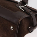 Salvatore Ferragamo Gancini Hand Bag Suede Brown Silver Auth 182264A-14