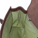 Salvatore Ferragamo Gancini Hand Bag Suede Brown Silver Auth 182264A-19