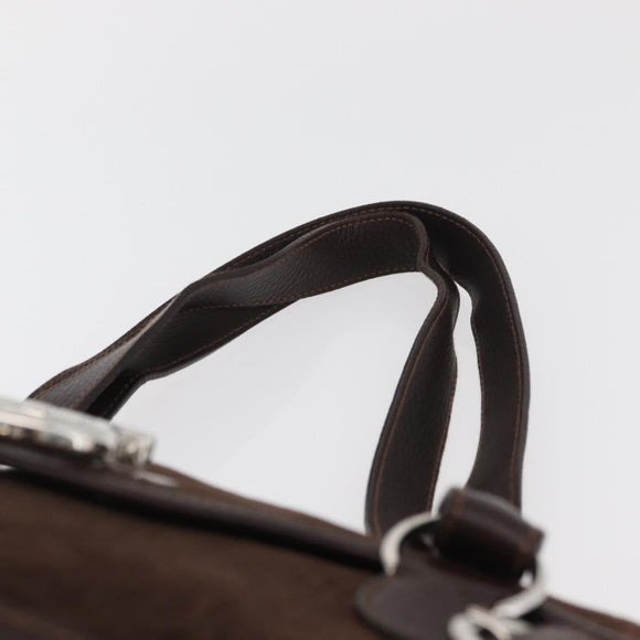 Salvatore Ferragamo Gancini Hand Bag Suede Brown Silver Auth 182264A
