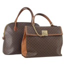 CELINE Macadam Canvas Hand Bag PVC Leather 2 Set Brown Gold Auth 182267-1