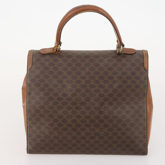 CELINE Macadam Canvas Hand Bag PVC Leather 2 Set Brown Gold Auth 182267