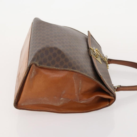 CELINE Macadam Canvas Hand Bag PVC Leather 2 Set Brown Gold Auth 182267