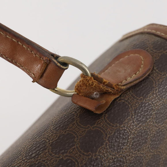 CELINE Macadam Canvas Hand Bag PVC Leather 2 Set Brown Gold Auth 182267