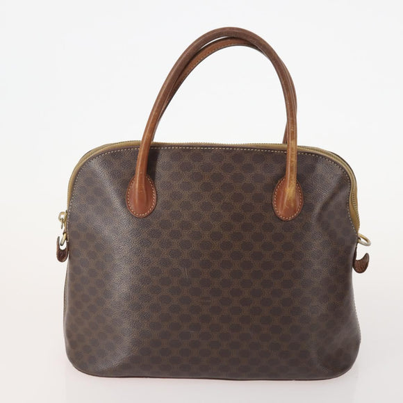 CELINE Macadam Canvas Hand Bag PVC Leather 2 Set Brown Gold Auth 182267