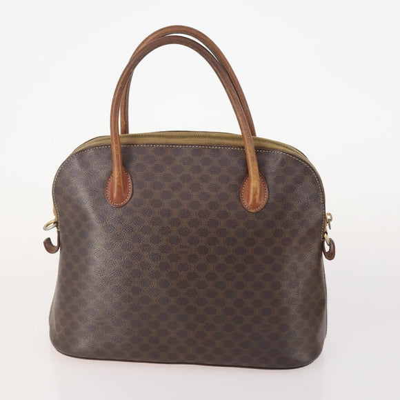 CELINE Macadam Canvas Hand Bag PVC Leather 2 Set Brown Gold Auth 182267