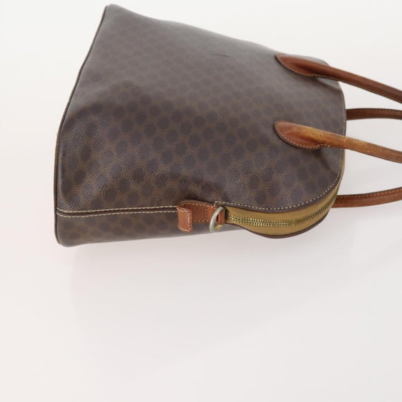 CELINE Macadam Canvas Hand Bag PVC Leather 2 Set Brown Gold Auth 182267