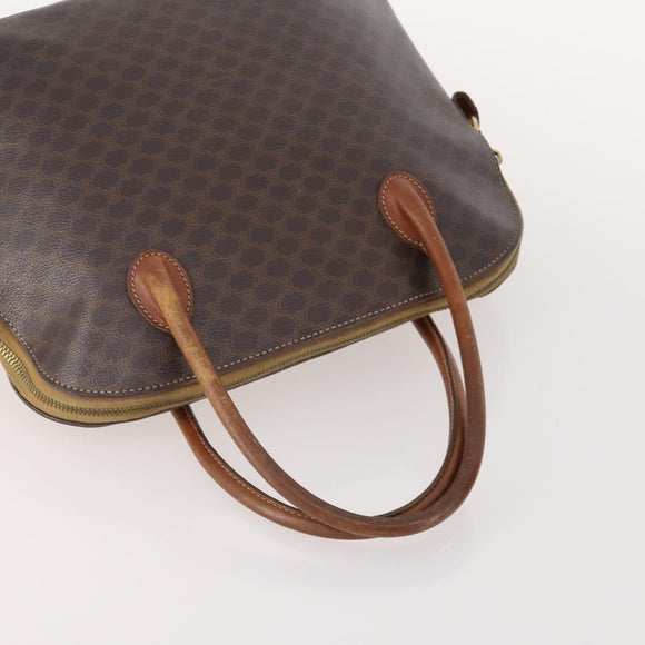 CELINE Macadam Canvas Hand Bag PVC Leather 2 Set Brown Gold Auth 182267