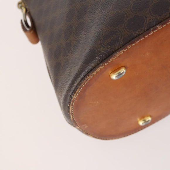 CELINE Macadam Canvas Hand Bag PVC Leather 2 Set Brown Gold Auth 182267