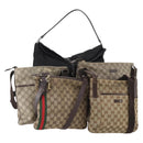 GUCCI GG Supreme GG Canvas Web Sherry Line Tasche Nylon 5er Set Beige Auth 182268-1