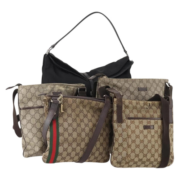 GUCCI GG Supreme GG Canvas Web Sherry Line Tasche Nylon 5er Set Beige Auth 182268