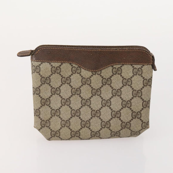 GUCCI GG Supreme Web Sherry Line Shoulder Bag PVC 4 Set Beige Gold Auth 182269