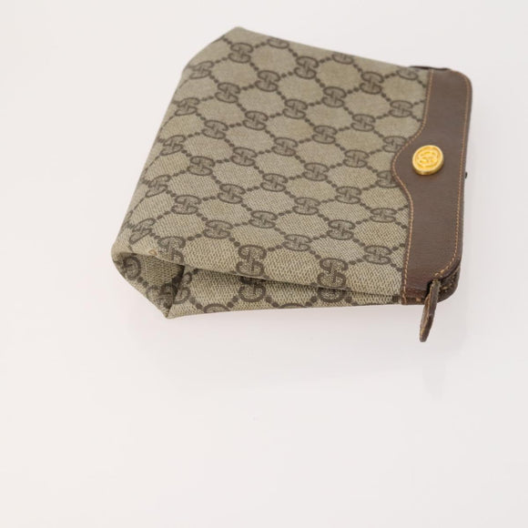 GUCCI GG Supreme Web Sherry Line Shoulder Bag PVC 4 Set Beige Gold Auth 182269