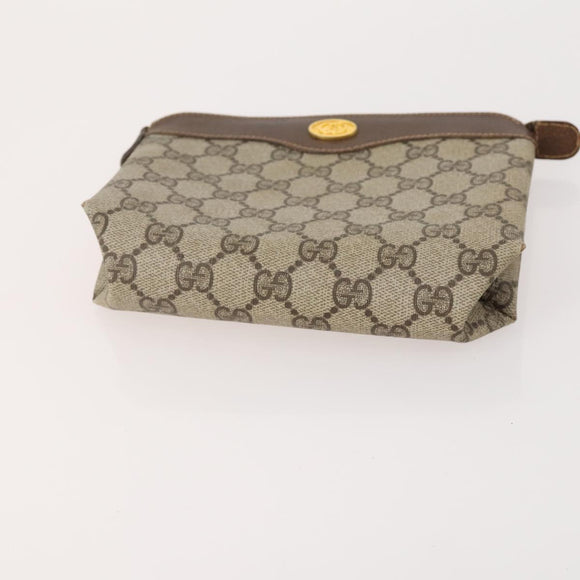 GUCCI GG Supreme Web Sherry Line Shoulder Bag PVC 4 Set Beige Gold Auth 182269