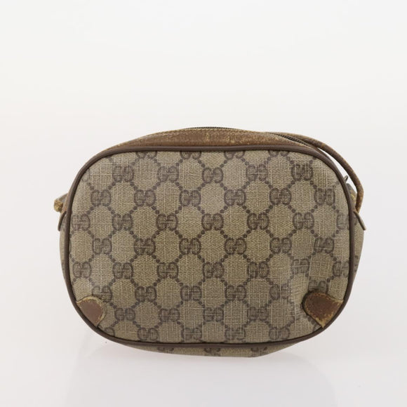 GUCCI GG Supreme Web Sherry Line Shoulder Bag PVC 4 Set Beige Gold Auth 182269