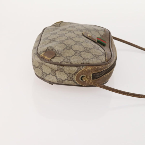 GUCCI GG Supreme Web Sherry Line Shoulder Bag PVC 4 Set Beige Gold Auth 182269