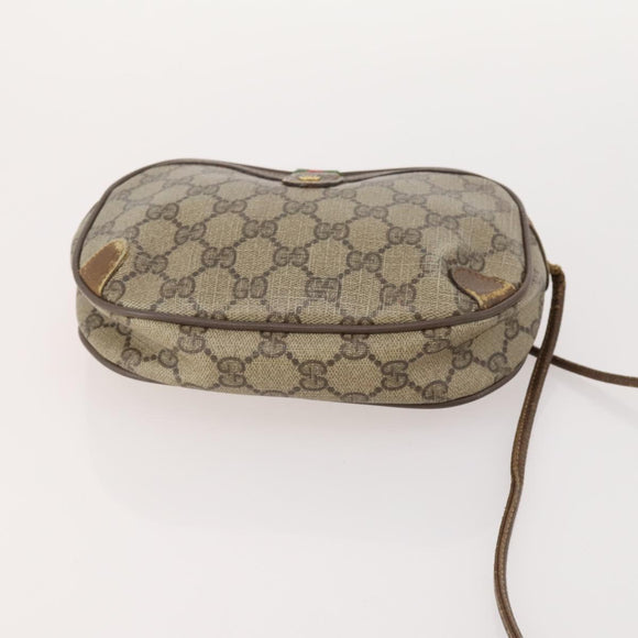 GUCCI GG Supreme Web Sherry Line Shoulder Bag PVC 4 Set Beige Gold Auth 182269